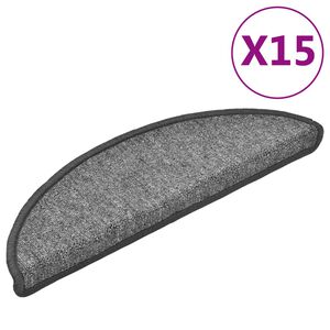 vidaXL Tappetini per scale 15 pz 56x17x3 cm Grigio scuro Semicircolari