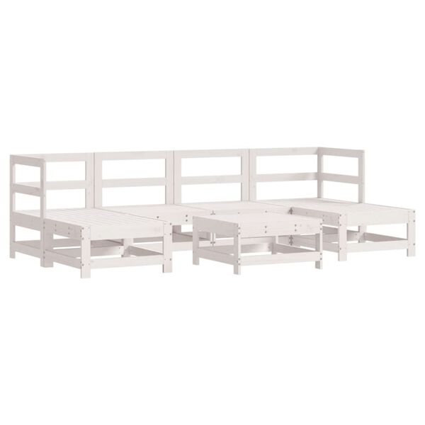 vidaXL Set Salotto da Giardino 7 pz Bianco in Legno Massello di Pino