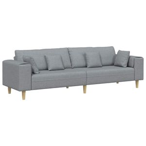 vidaXL Divano con cuscino Grigio chiaro 250 x 77 x 76 cm Tessuto