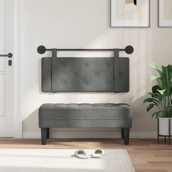 vidaXL Testata appesa Grigio scuro 110 x 55 x 5 cm Velluto