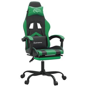 vidaXL Sedia da Gaming Girevole con Poggiapiedi Nero Verde Similpelle