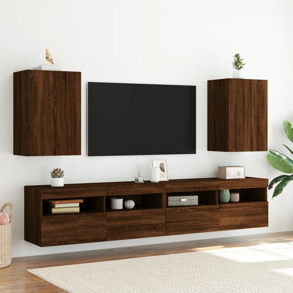 vidaXL Mobili TV Muro 2 pz Rovere Marrone 40,5x30x60 Legno Multistrato