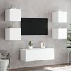 vidaXL Mobili TV a Muro con LED 6pz Bianchi in Legno Multistrato