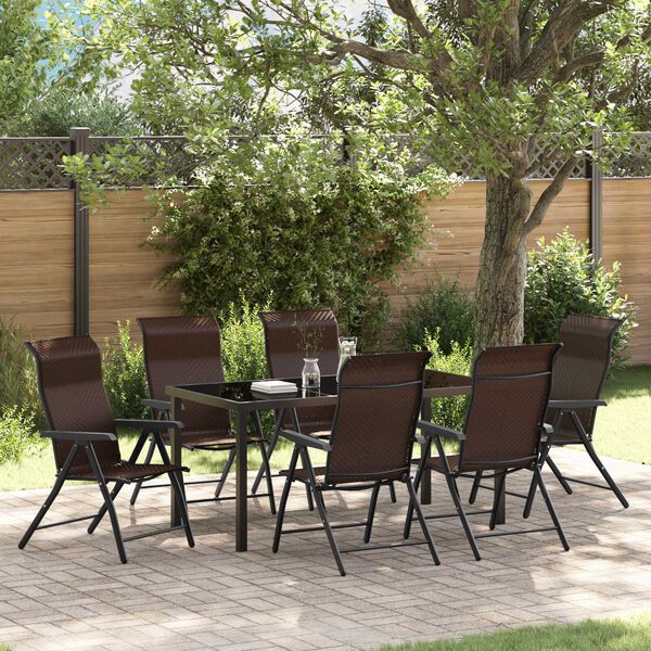 vidaXL Set da Pranzo per Giardino 7 pcs Marrone