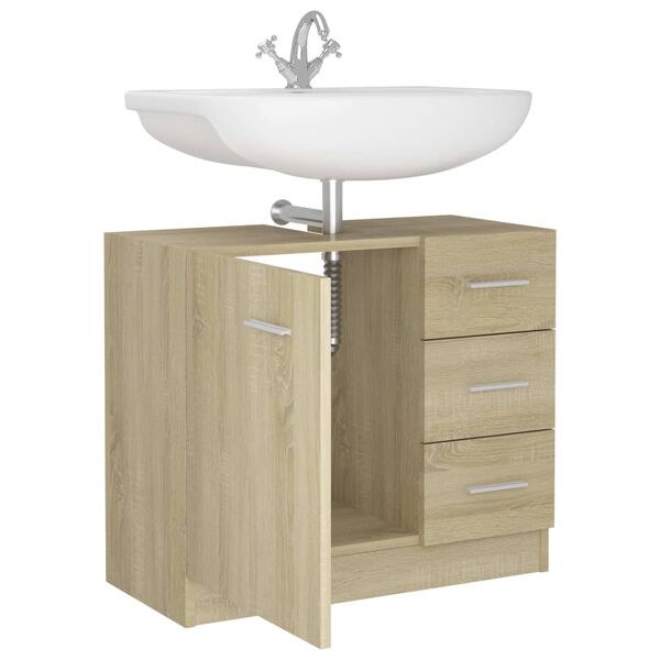 vidaXL Mobile Sottolavabo Rovere Sonoma 63x30x54 cm Legno Multistrato