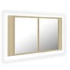 vidaXL Armadietto a Specchio con Luci LED Rovere Sonoma in Acrilico