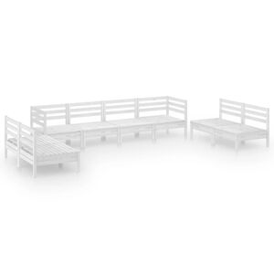 vidaXL Set Divani da Giardino 8 pz Bianco in Legno Massello di Pino