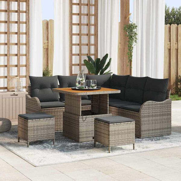vidaXL Set Divano da Giardino con cuscino 8 pcs Grigio polyrattan