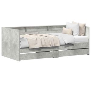 vidaXL Letto Giorno con cassetto Grigio 90 x 200 cm Legno multistrato