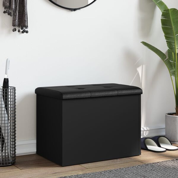 vidaXL Panca Portaoggetti Nera 62x42x45 cm in Legno Multistrato