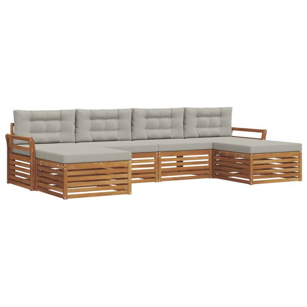 vidaXL Set divani con cuscino 6 pcs Grigio Naturale e Chiaro