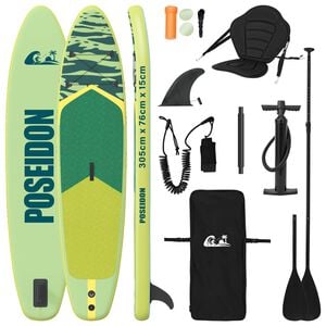 vidaXL SUP Board con Seggiolino 2-in-1 POSEIDON 305 x 76 x 15 cm Verde