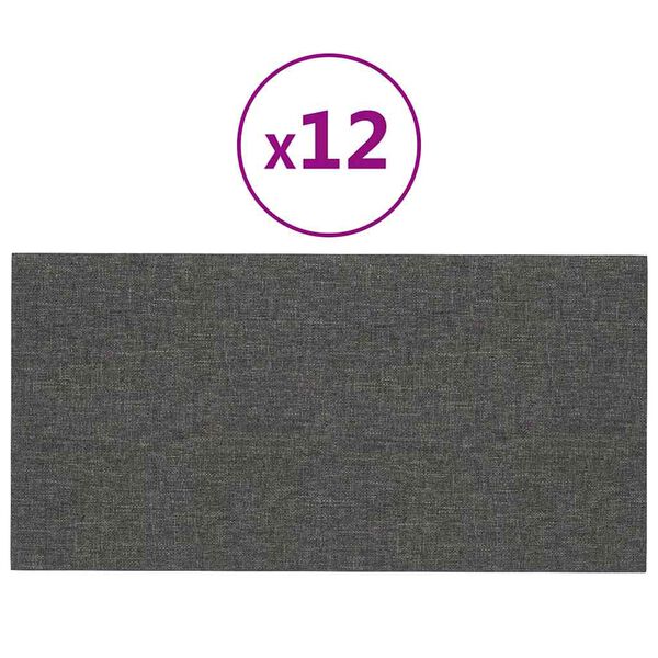 vidaXL Pannelli Murali 12 pz Grigio Scuro 30x15 cm Tessuto 0,54 m²