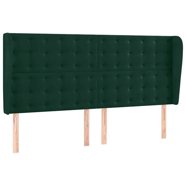 vidaXL Testiera ad Orecchio Verde Scuro 183x23x118/128cm in Velluto