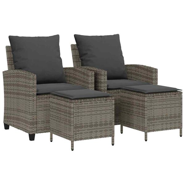 vidaXL Set Divani da Giardino 4 pz con Cuscini in Polyrattan Grigio
