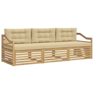 vidaXL Set di divani da esterno 3 pz 3-Posti Bianco e Beige Poliestere