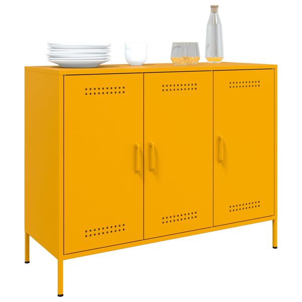 vidaXL Credenza Giallo Senape 100,5x39x79 cm in Acciaio