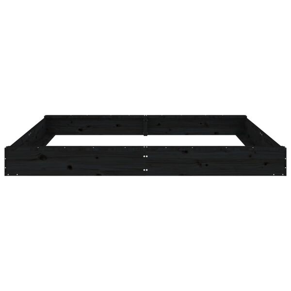 vidaXL Sabbiera con Sedute Nera Quadrata in Legno Massello di Pino