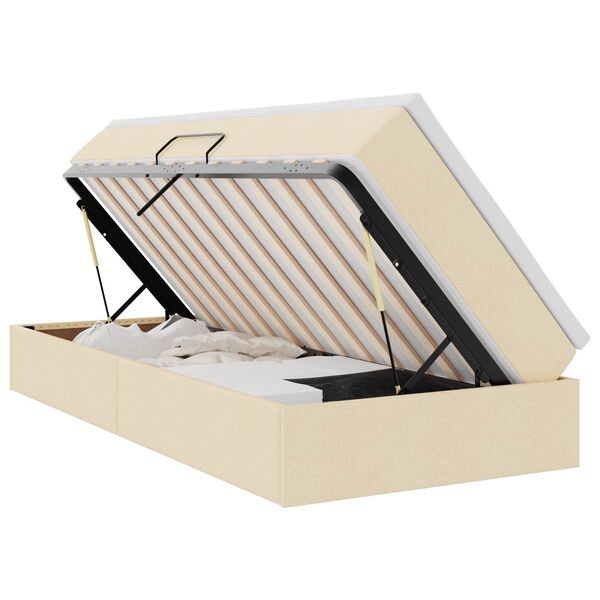 vidaXL Letto con contenitore e materasso Crema 90 x 190 cm Poliestere