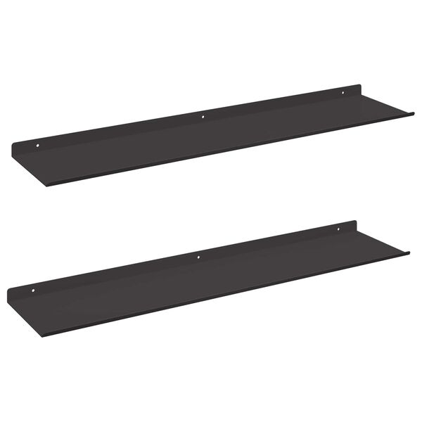 vidaXL Mensola sospesa 2 pcs Nero 80 x 18 x 2,5 cm Acciaio