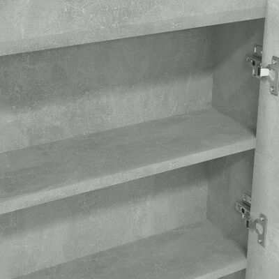 Toeletta Con Specchio VidaXL In Legno Multistrato - 96x39x142 Cm, Grigio Cemento, Con 2 Cassetti E Ripiani - Foto 6