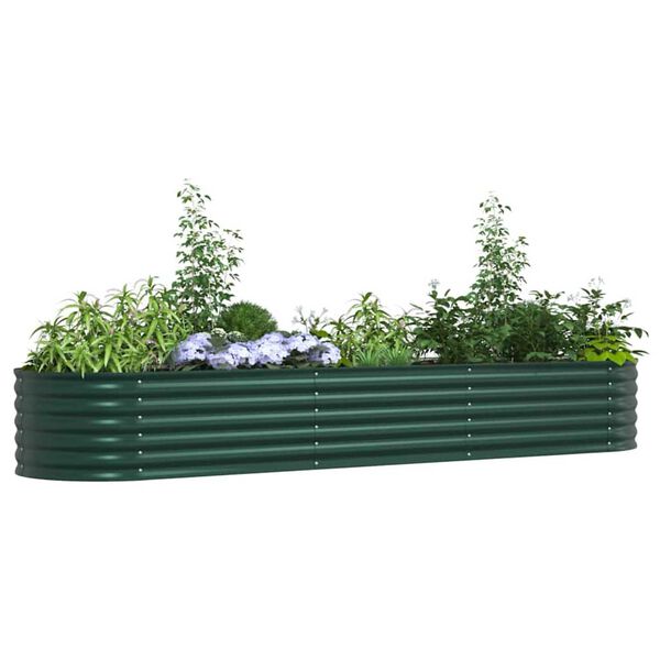 vidaXL Letto rialzato da giardino Verde 320 x 80 x 44 cm Acciaio