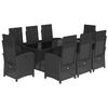 vidaXL Set da Pranzo da Giardino 9 pz con Cuscini Nero in Polyrattan
