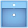 vidaXL Lavabo Troppopieno Cubico Azzurro Opaco 41x41cm Ceramica