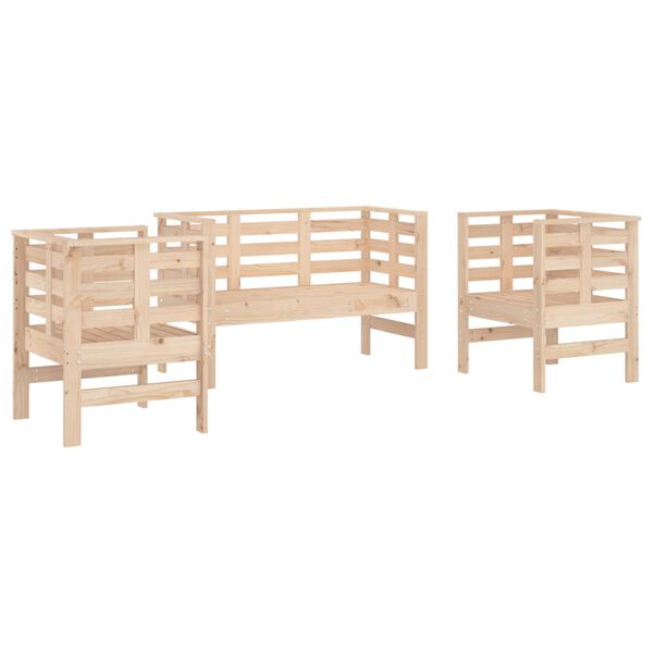 vidaXL Set Salotto da Giardino 3 pz in Legno Massello di Pino