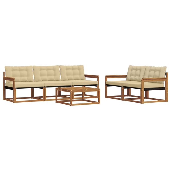 vidaXL Set di divani da esterno con cuscino 6 pcs Naturale e Beige