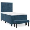 vidaXL Giroletto a Molle con Materasso Blu Scuro 90x200 cm in Velluto