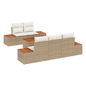 vidaXL Set Divano da Giardino 6 pcs Beige Poly Rattan