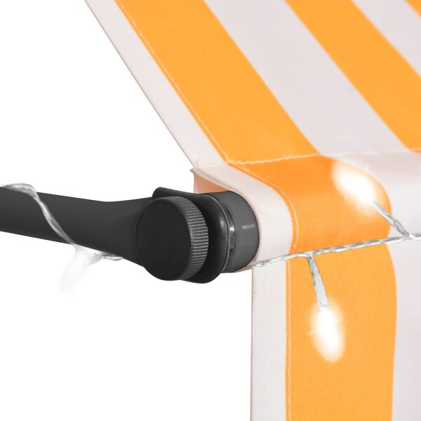 vidaXL Tenda da Sole Retrattile Manuale LED 400 cm Bianca e Arancione