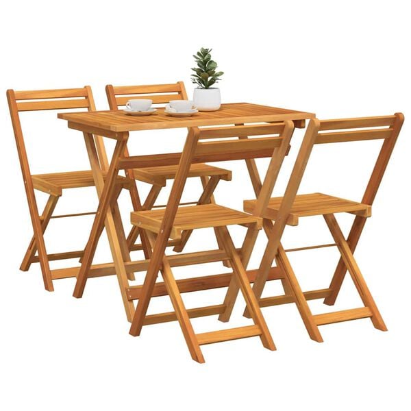 vidaXL Set bistrot 5 pcs Olio Naturale Legno di Acacia Massello