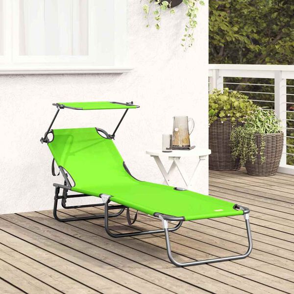 vidaXL Lettino prendisole pieghevole Verde 56 x 190 x 81cm Tessuto