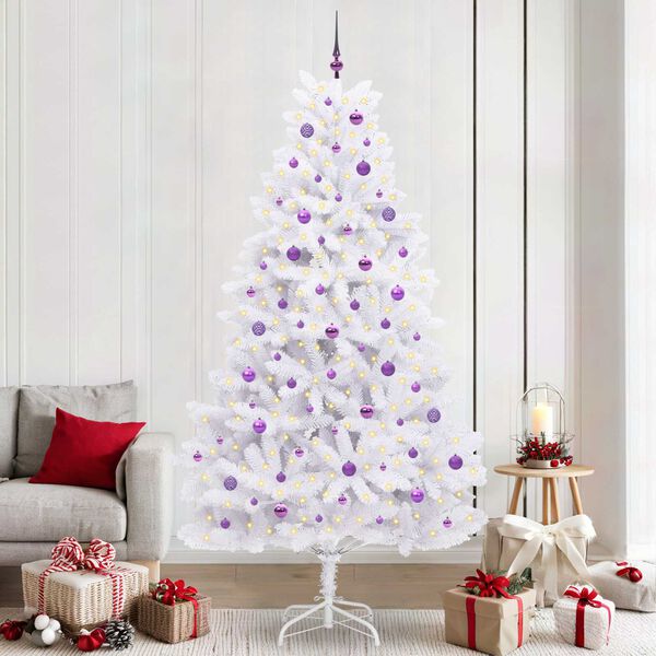 vidaXL Albero di Natale Artificiale con Rami Pieghevoli Bianco 240 cm