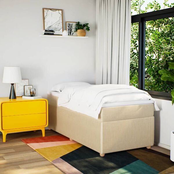 vidaXL Giroletto a Molle con Materasso Crema 80x200 cm inTessuto