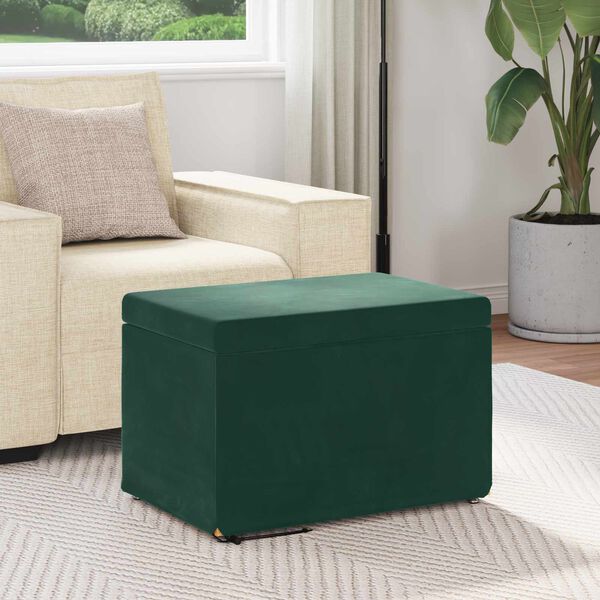 vidaXL Pouf Verde Scuro 61 x 41 x 40 cm Velluto e Legno Ingegnerizzato