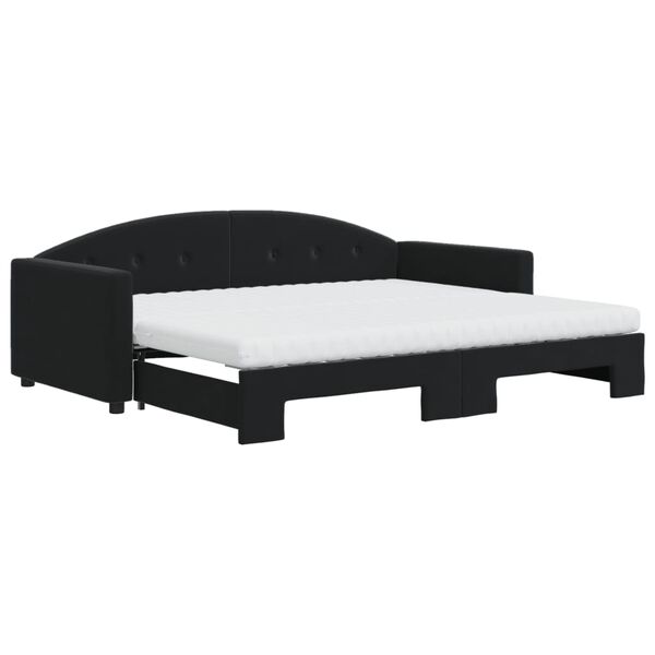 vidaXL Divano Letto Estraibile con Materassi Nero 90x190 cm Velluto