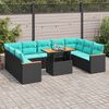 vidaXL Set Divani da Giardino 10pz con Cuscini in Polyrattan Nero