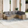 vidaXL Set Divani da Giardino 7 pz con Cuscini Beige in Polyrattan