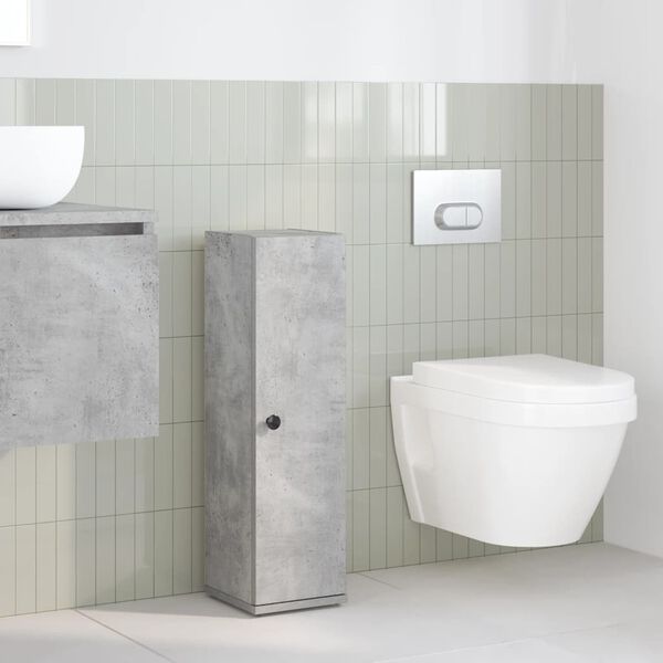 vidaXL Mobile da Bagno con Portarotolo Grigio Cemento 20,5x22x72 cm