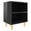 vidaXL Comodino con Gambe in Legno Massello Nero Lucido 40x30x50 cm
