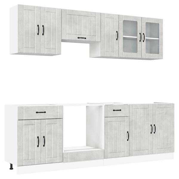vidaXL Set Mobili da Cucina 8 pz Lucca Grigio Cemento in Truciolato
