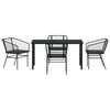 vidaXL Set da Pranzo per Giardino 5 pcs Nero polyrattan