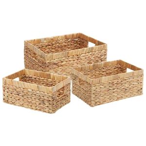 vidaXL Cesti per Stoccaggio 3 pcs Naturale 40 x 30 x 18 cm