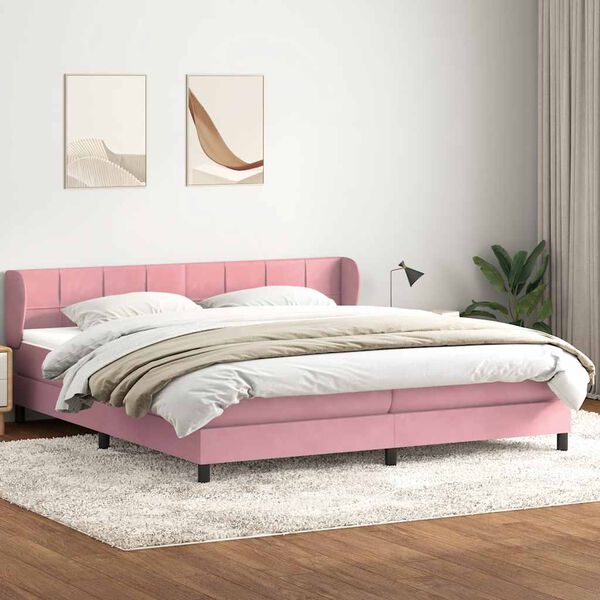 vidaXL Giroletto a Molle con Materassi Rosa 200x210 cm in Velluto