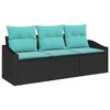 vidaXL Set di divani con cuscino 3 pcs Nero polyrattan