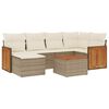 vidaXL Set Divani da Giardino 7 pz con Cuscini Beige in Polyrattan