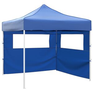 vidaXL Tenda Pieghevole con 2 Pareti 3x3 m Blu